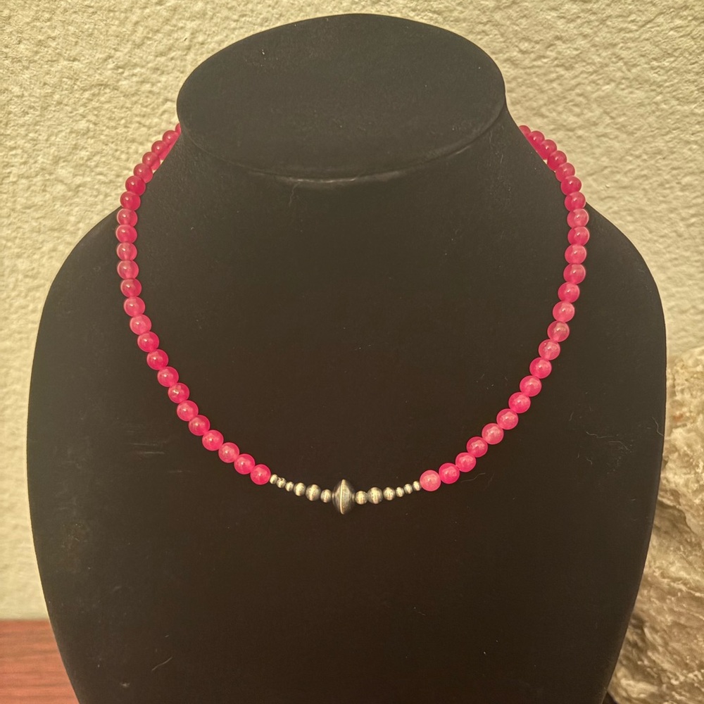 Fuchsia Jade and Desert Pearls Necklace